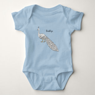Cartoon von Weißpfauenvögeln Baby Strampler