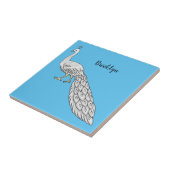 Cartoon von Weißpfauenvögeln Fliese (Seite)