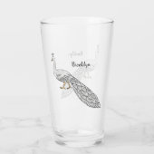 Cartoon von Weißpfauenvögeln Glas (Rückseite)