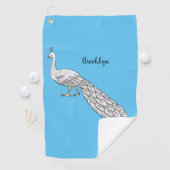 Cartoon von Weißpfauenvögeln Golfhandtuch (Insitu)