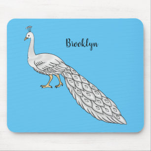 Cartoon von Weißpfauenvögeln Mousepad