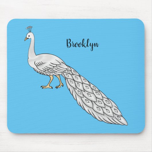Cartoon von Weißpfauenvögeln Mousepad (Vorne)