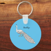 Cartoon von Weißpfauenvögeln Schlüsselanhänger (Vorderseite)