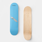 Cartoon von Weißpfauenvögeln Skateboard (Vorderseite)