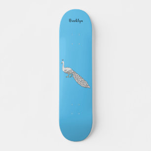 Cartoon von Weißpfauenvögeln Skateboard