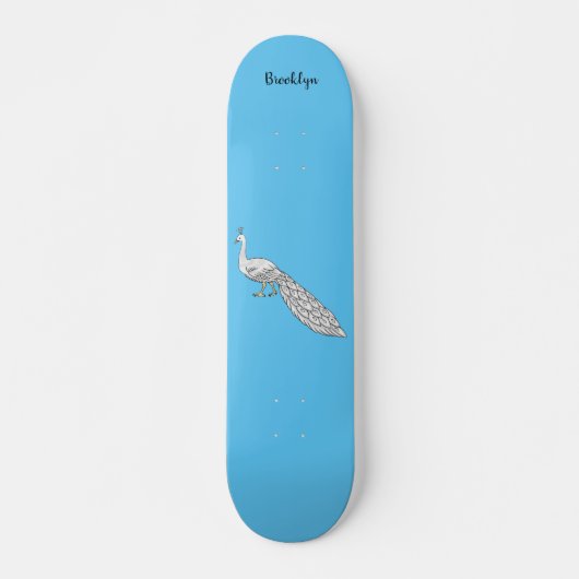 Cartoon von Weißpfauenvögeln Skateboard (Vorne)
