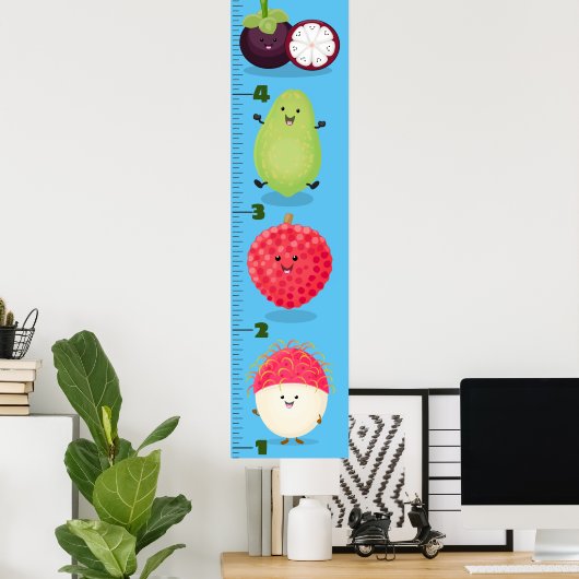 Cartoon-Wachstumstabelle für niedliches Obst Poster (Heimbüro)
