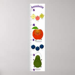 Cartoon-Wachstumstabelle für niedliches Obst Poster