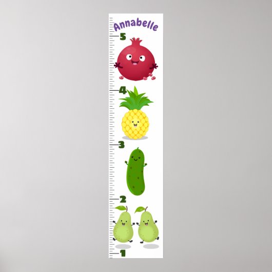 Cartoon-Wachstumstabelle für niedliches Obst Poster (Vorne)