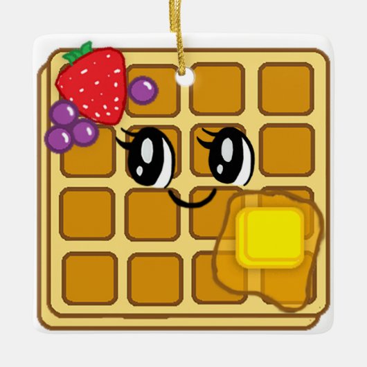 Cartoon Waffle Food Weihnachten Keramikornament (Vorderseite)