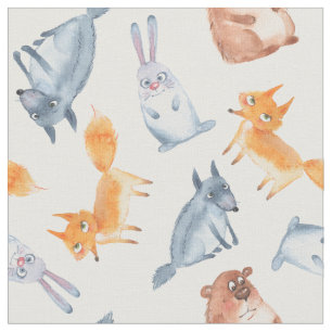 Cartoon Waldtiere. Wolf, Bär, Fuchs und Hase. Stoff