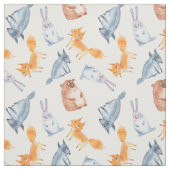 Cartoon Waldtiere. Wolf, Bär, Fuchs und Hase. Stoff (Muster)