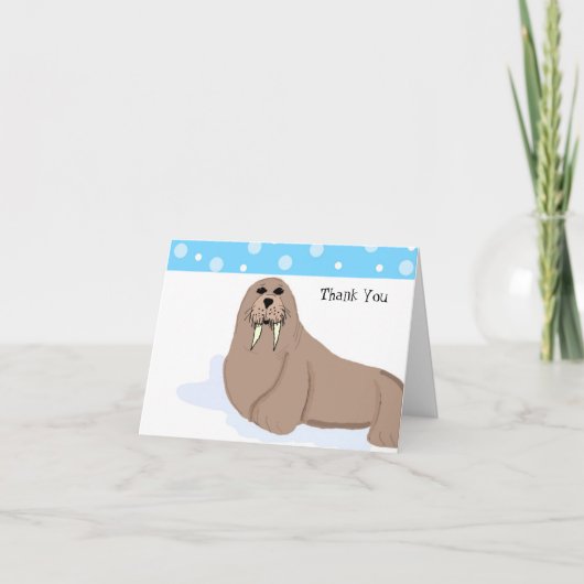 Cartoon Walrus Vielen Dank Dankeskarte (Vorderseite)
