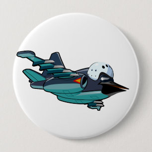Cartoon Warbird Flugzeug Button