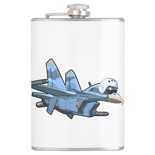 Cartoon Warbird Flugzeug Flachmann (Vorderseite)