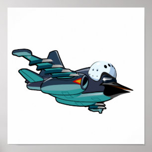 Cartoon Warbird Flugzeug Poster