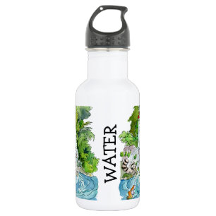 Cartoon-Wasserfall am Earth Day Edelstahlflasche
