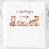 Cartoon Wasserfarbe Niedliche Pferde Rechteckiger Aufkleber (Tasche)