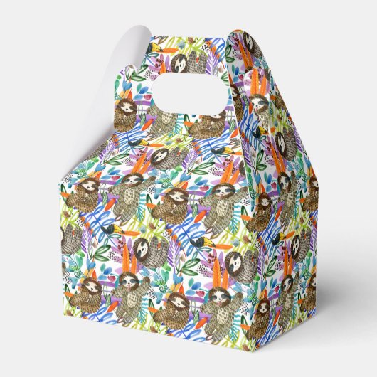 Cartoon Watercolor Sloth Pattern Geschenkschachtel (Vorderseite)