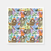 Cartoon Watercolor Sloth Pattern Serviette (Vorderseite)