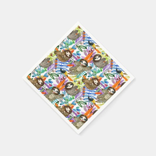 Cartoon Watercolor Sloth Pattern Serviette (Ecke)