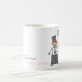 Cartoon Wedding Couple Bride & Groom Pink Heart Kaffeetasse (Mittel)