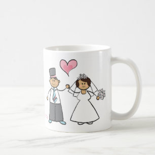 Cartoon Wedding Couple Bride & Groom Pink Heart Kaffeetasse