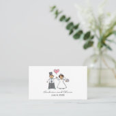 Cartoon Wedding Couple Bride & Groom Pink Herz Platzkarte (Stehend Vorderseite)