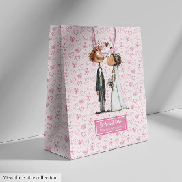 Cartoon Wedding Couple Geschenktasche Personalisie Mittlere Geschenktüte