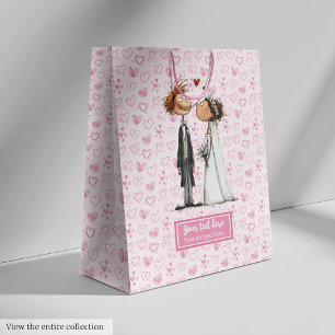 Cartoon Wedding Couple Geschenktasche Personalisie Mittlere Geschenktüte