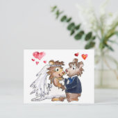 Cartoon Wedding Couple Postkarte (Stehend Vorderseite)