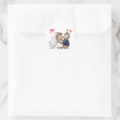 Cartoon Wedding Couple Runder Aufkleber (Tasche)