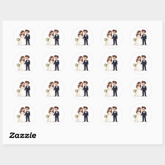 Cartoon Wedding Couple Stickers (Blatt)