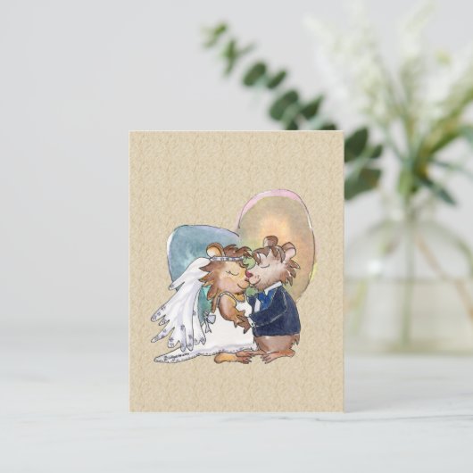 Cartoon Wedding Dance Couple Ankündigungspostkarte (Stehend Vorderseite)