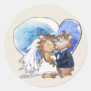 Cartoon Wedding Dance Couple Runder Aufkleber