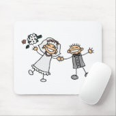 Cartoon Wedding Happy Couple Bride Groom Mousepad (Mit Mouse)