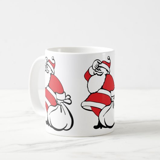 Cartoon Weihnachten Jolly Weihnachtsmann, Sack von Kaffeetasse (Vorderseite Links)
