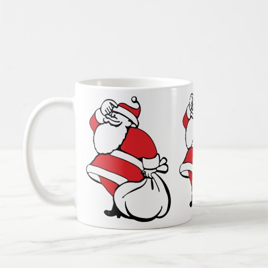 Cartoon Weihnachten Jolly Weihnachtsmann, Sack von Kaffeetasse (Links)