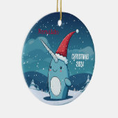 Cartoon Weihnachten Narwhal Personalisierte Orname Keramik Ornament (Rechts)