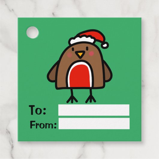 Cartoon Weihnachten Robin Fun Kinder Geschenkanhänger (Vorderseite)