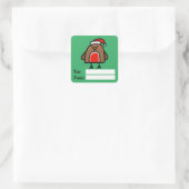 Cartoon Weihnachten Robin Fun Kindergeschenk Quadratischer Aufkleber (Tasche)