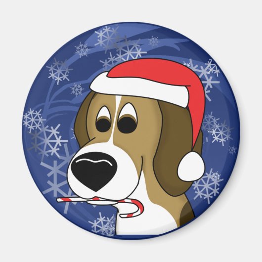 Cartoon Weihnachts-Beagle Magnet (Vorne)