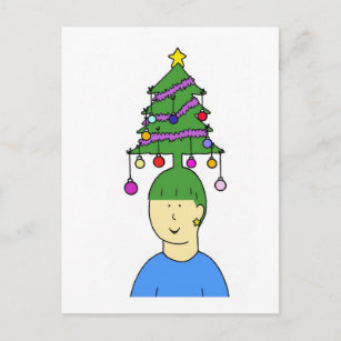 Cartoon Weihnachts-Frisur Spaß Feiertagspostkarte