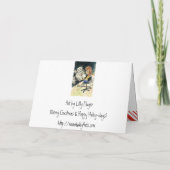 Cartoon Weihnachts Pizza und Donut Feiertagskarte (Rückseite)