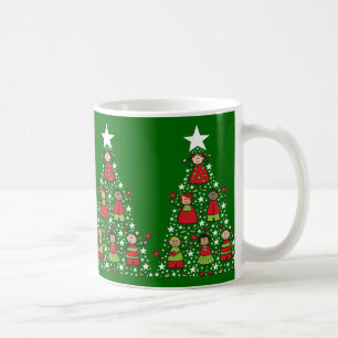 Cartoon Weihnachtsbaum Kinder Spaß Whimsical Urlau Kaffeetasse