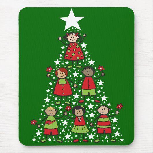 Cartoon Weihnachtsbaum Kinderstar Glitzern Urlaub Mousepad (Vorne)