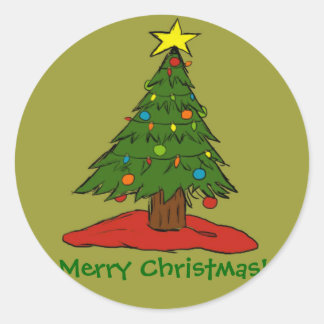 Cartoon Weihnachtsbaum Weihnachtsaufkleber Siegel Runder Aufkleber