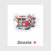 Cartoon Weihnachtsfeuerwagen Aufkleber (Blatt)