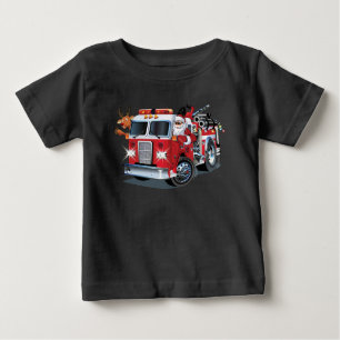 Cartoon Weihnachtsfeuerwagen Baby T-shirt