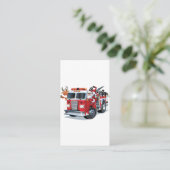 Cartoon Weihnachtsfeuerwagen Begleitkarte (Stehend Vorderseite)